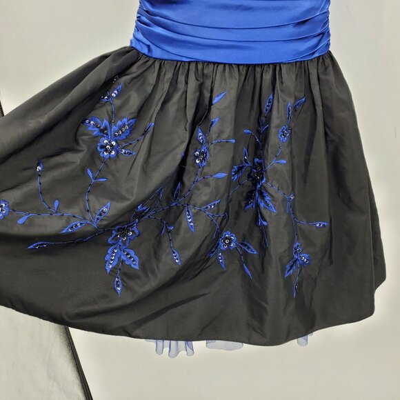 Vintage Morgan and Co Y2K Black Blue Whimsigoth Fairy Hoco Mini Formal Dress - Picture 4 of 10